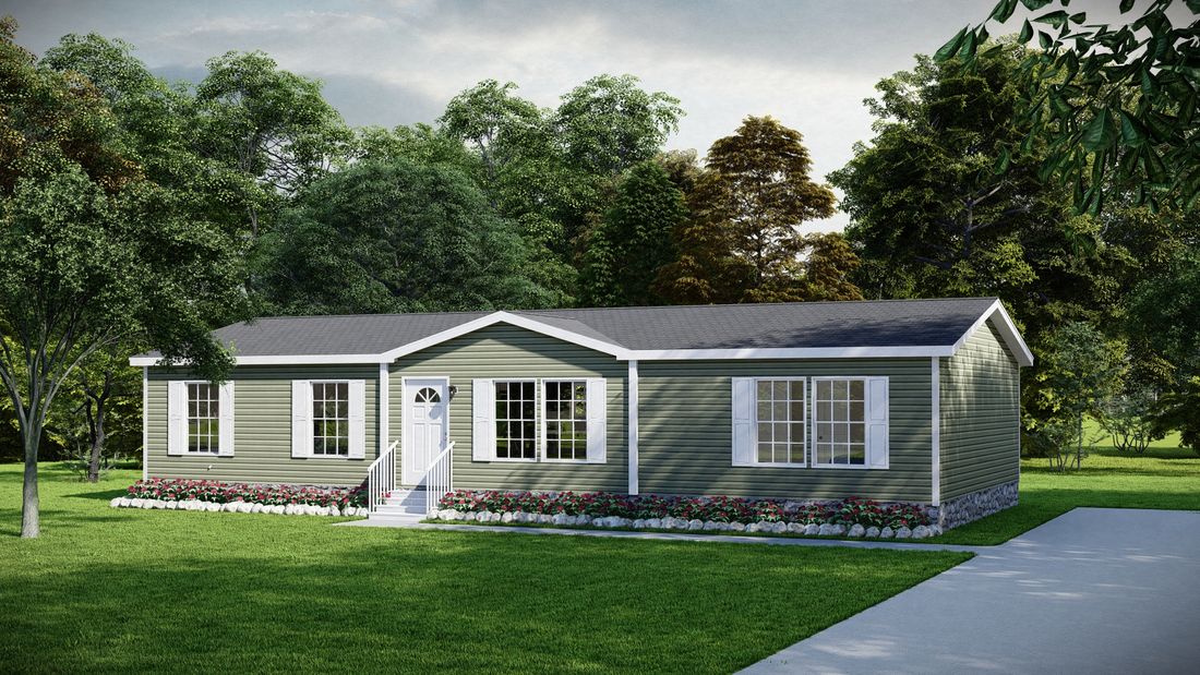 The LEGEND 28X56 4 BR Exterior. This Manufactured Mobile Home features 4 bedrooms and 2 baths.