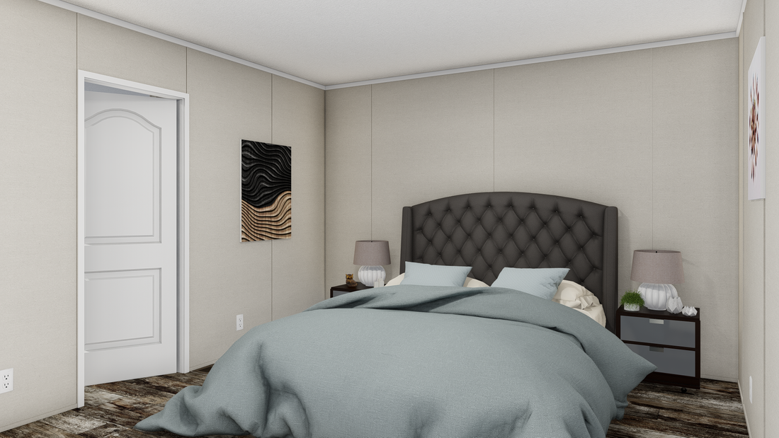 The ANNIVERSARY  EXCEL Primary Bedroom. This Manufactured Mobile Home features 3 bedrooms and 2 baths.