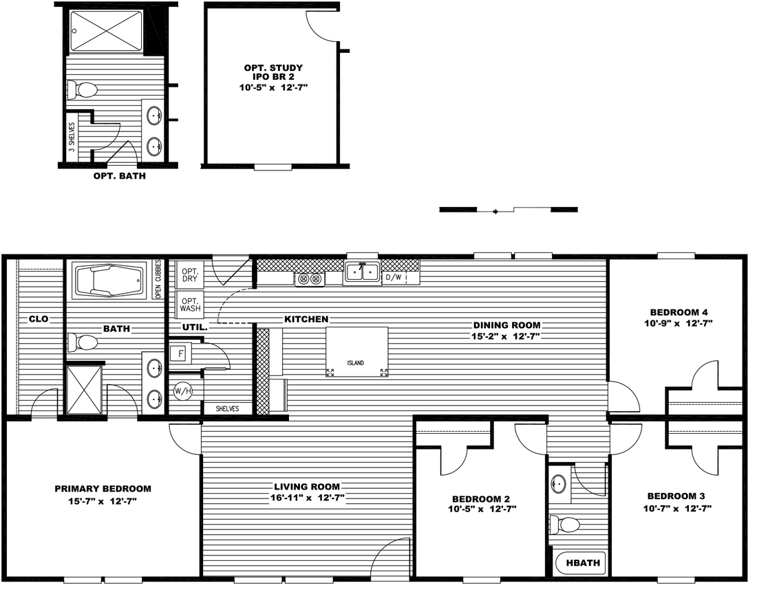 The ULTRA EXCEL 4 BR 28X60 Floor Plan