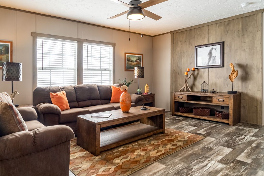 The ULTRA EXCEL 3 BR 28X60 Living Room. This Manufactured Mobile Home features 3 bedrooms and 2 baths.