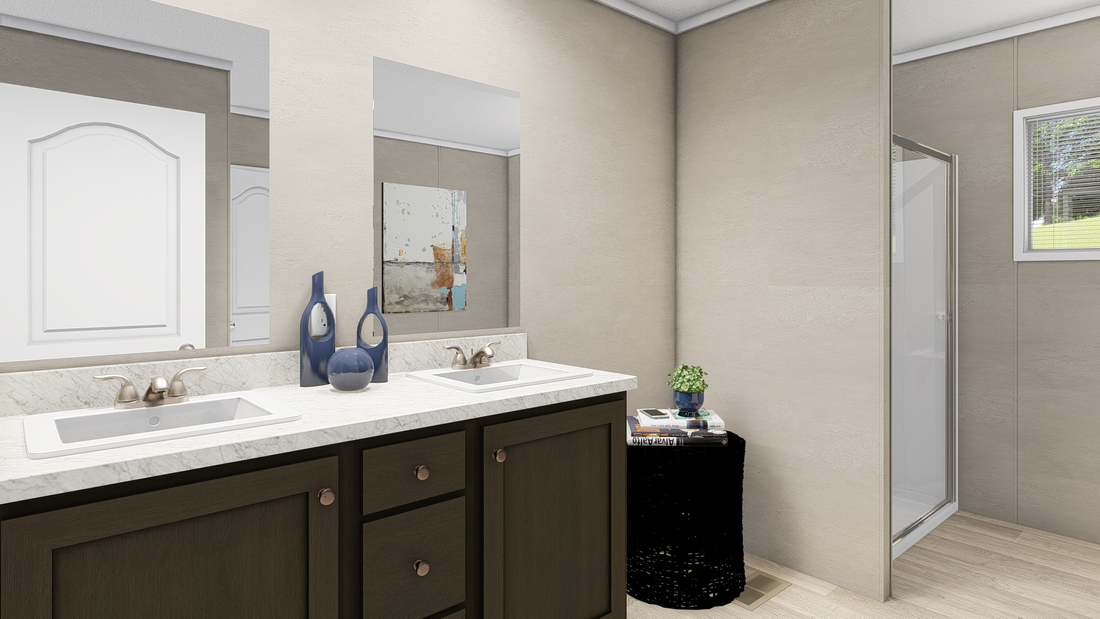 The ULTRA PRO HERCULES 28X68 3BR Primary Bathroom. This Manufactured Mobile Home features 3 bedrooms and 2 baths.