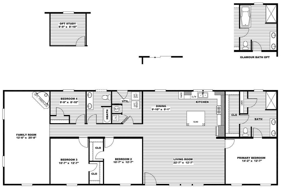 The ULTRA BREEZE EXCEL  28X76 Floor Plan