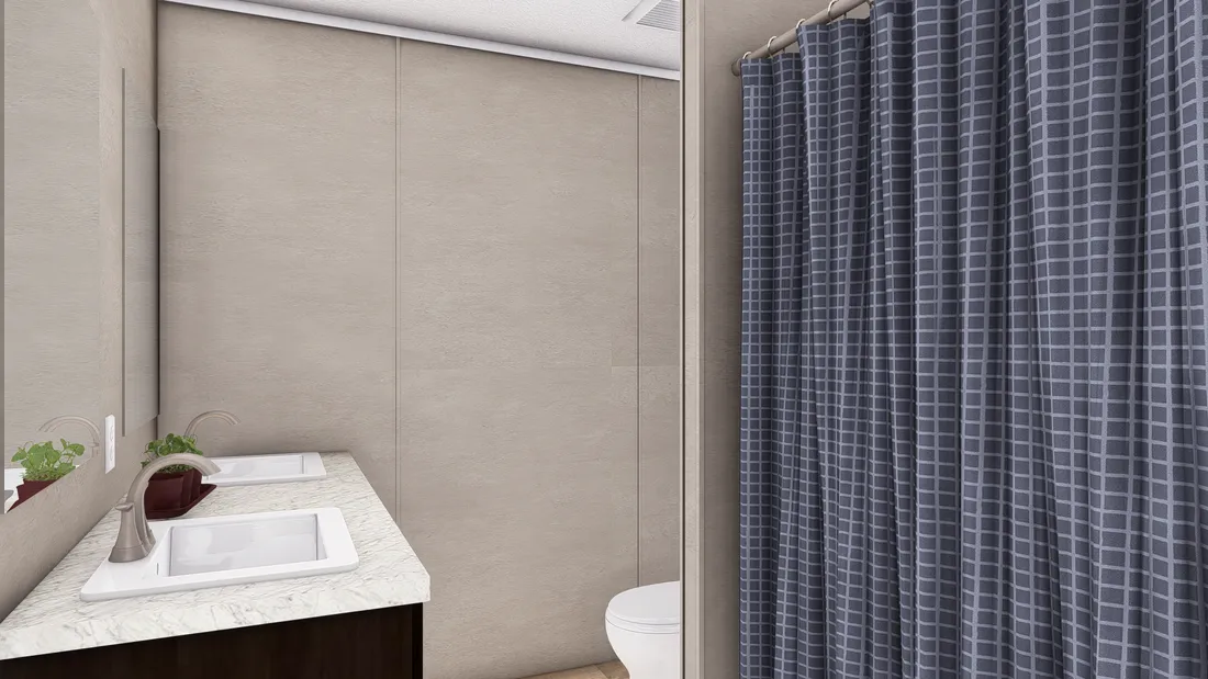 The ULTRA BREEZE 28X76 Guest Bathroom. This Manufactured Mobile Home features 4 bedrooms and 2 baths.
