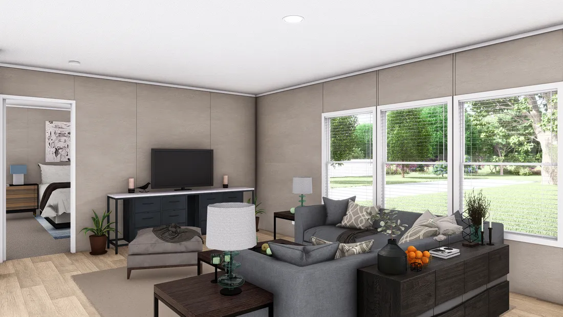 The ULTRA BREEZE 28X76 Living Room. This Manufactured Mobile Home features 4 bedrooms and 2 baths.