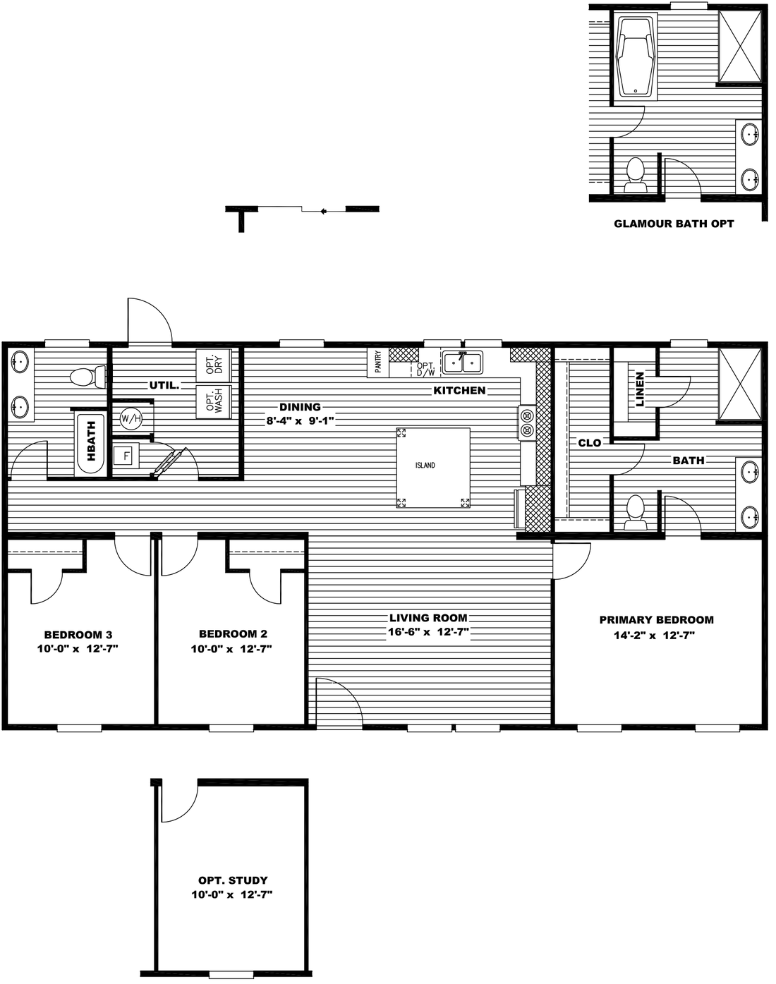 The ULTRA BREEZE EXCEL 28X52 Floor Plan