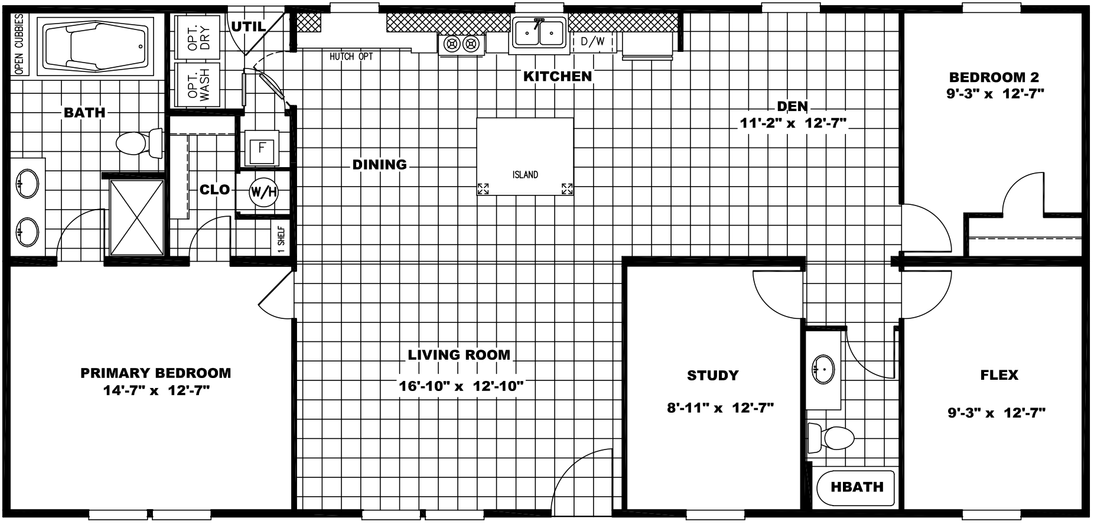 The ULTRA EXCEL 4 BR 28X56 Floor Plan