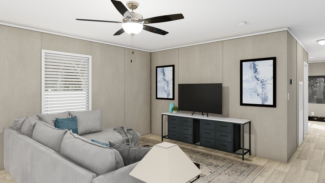 The ULTRA EXCEL FLEX 16X76 Living Room. This Manufactured Mobile Home features 3 bedrooms and 2 baths.