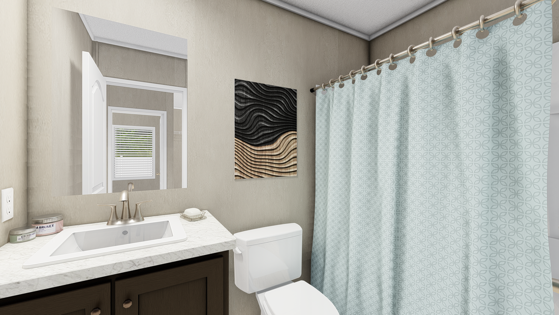 The ULTRA EXCEL FLEX 16X76 Guest Bathroom. This Manufactured Mobile Home features 3 bedrooms and 2 baths.