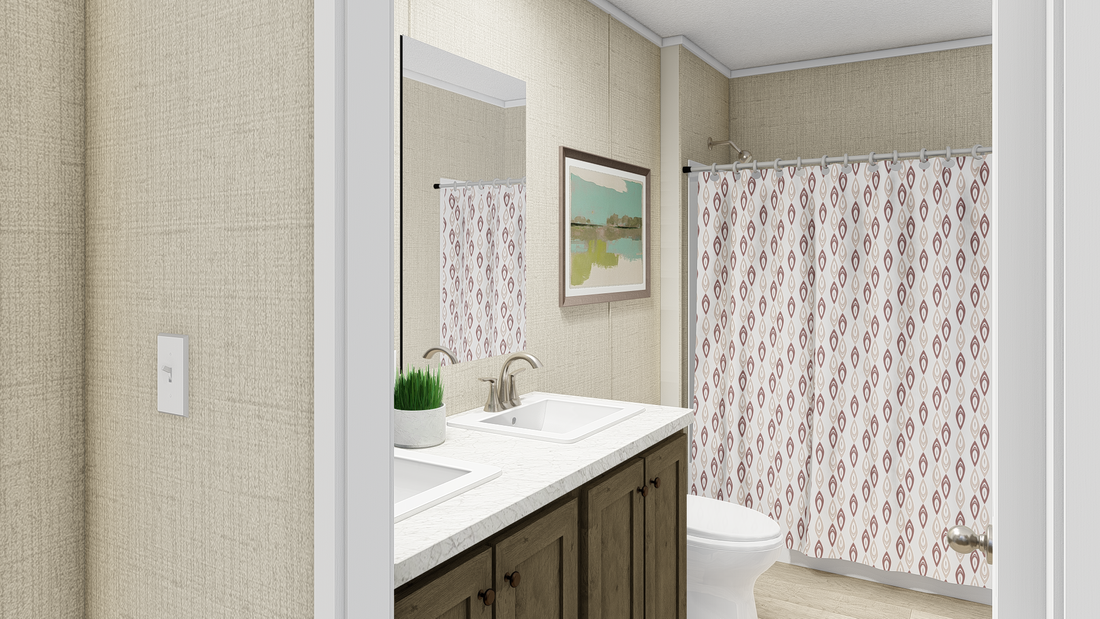 The ULTRA PRO BIG BOY 5 BR 32X76 Guest Bathroom. This Manufactured Mobile Home features 5 bedrooms and 2 baths.