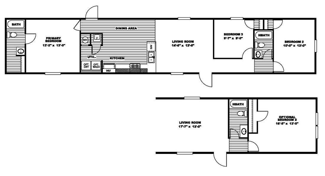The ULTRA  14X76 Floor Plan